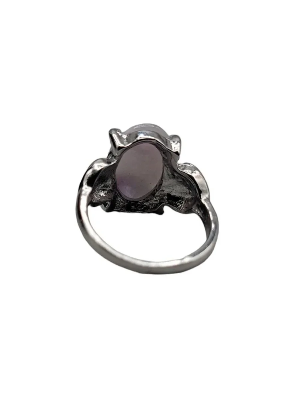 Purple Moonstone Ring Silver Plated Ladies Size 5.5 Heart Side Accents Vintage - Picture 8 of 16